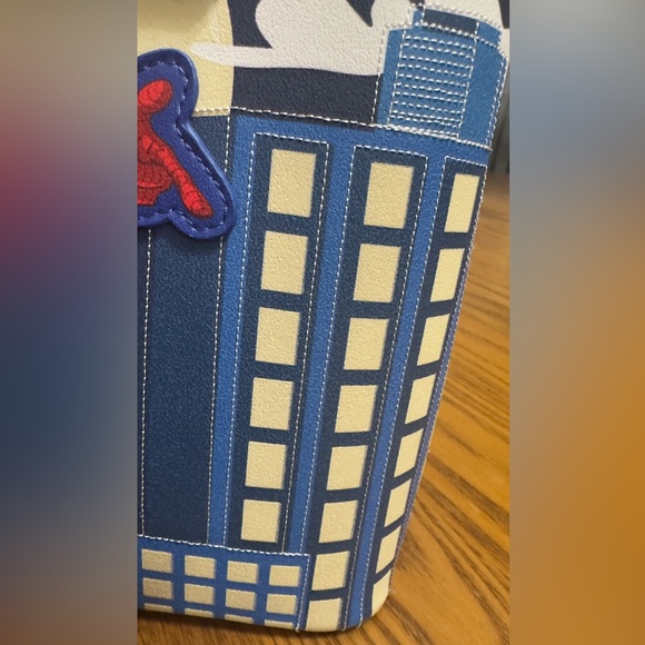 Loungefly Marvel Blue and White Spider Web crossbody/hand Bag (bag 11) - Picture 6 of 7